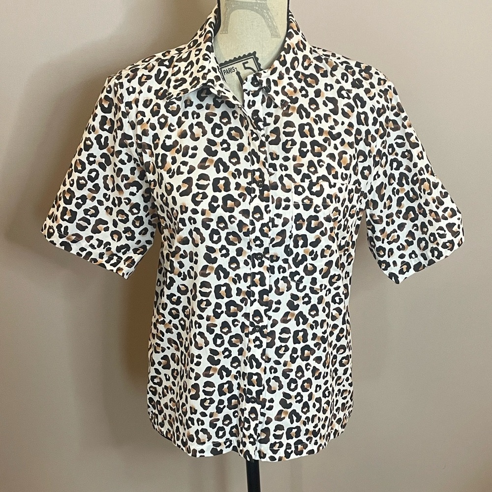 Leopard Print Button-Up Shirt NWT